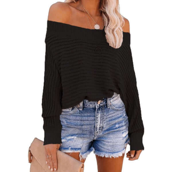 Bat Sleeve Off-the-Shoulder Sweater