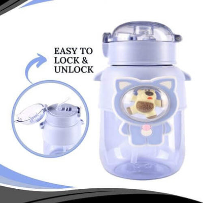 Kids Water Bottle with Straw Strap