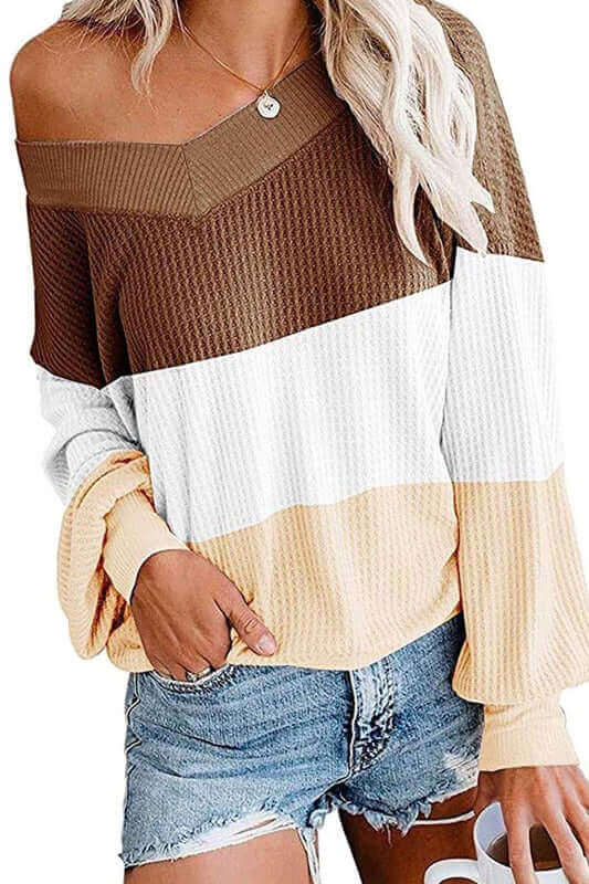 V-Neck Off-the-Shoulder Sweater