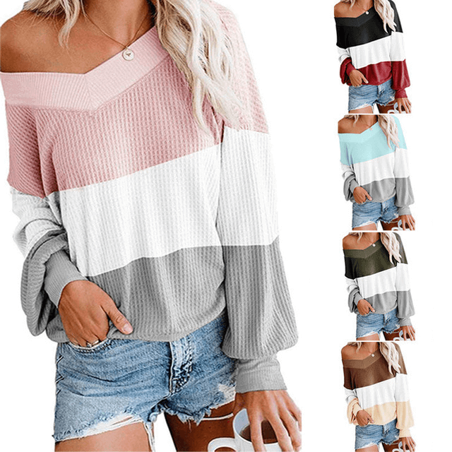 V-Neck Off-the-Shoulder Sweater